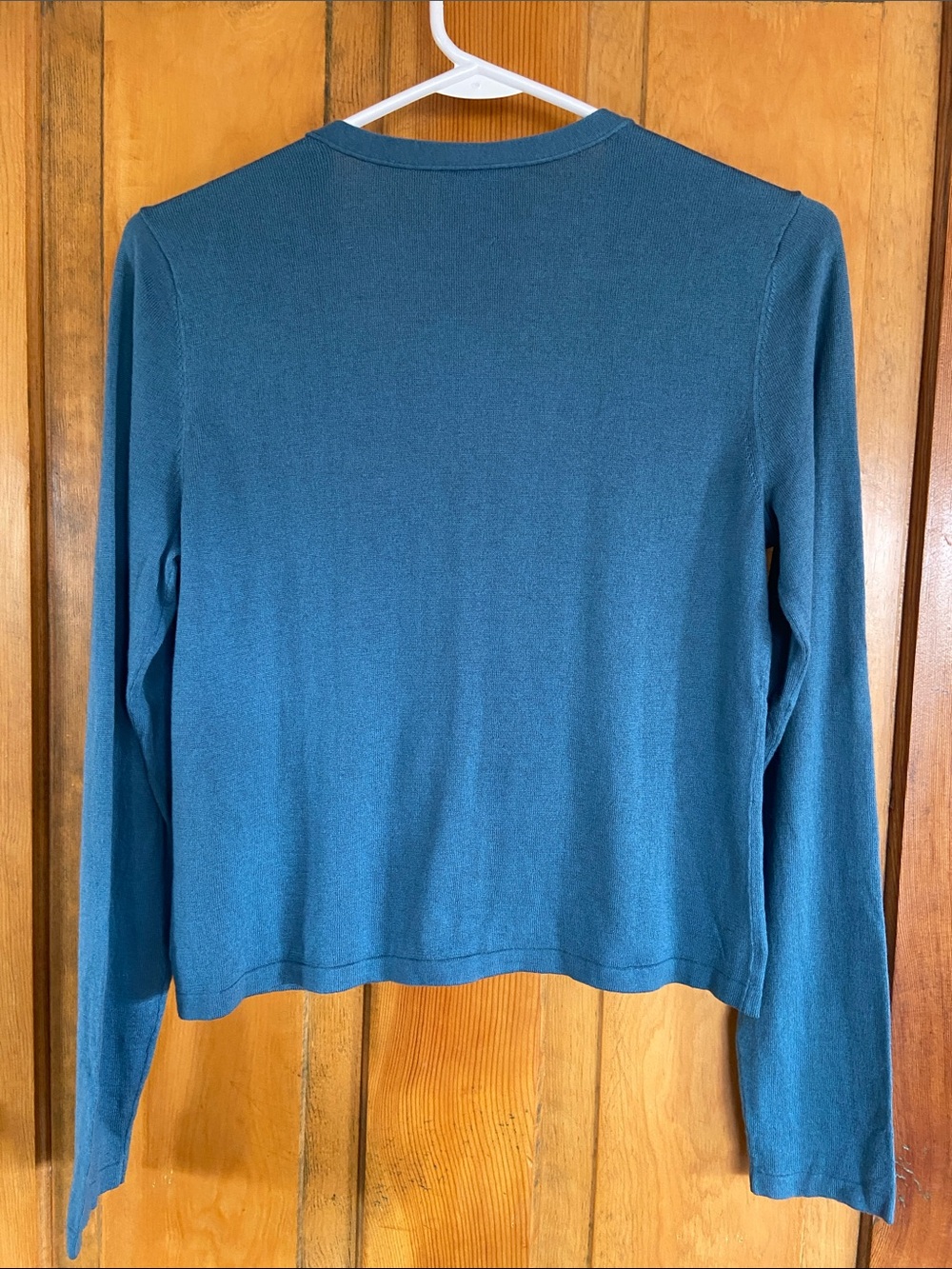 J. Jill Teal Button-Front V-Neck Cropped Cardigan - Picture 4 of 5